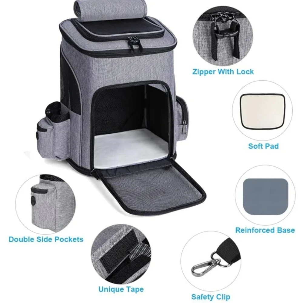 Multi-function Expandable Pet Backpack Large Capacity Mesh Cat Carrier Adjustable Strap Portable Pet Travel Bag Space Capsule