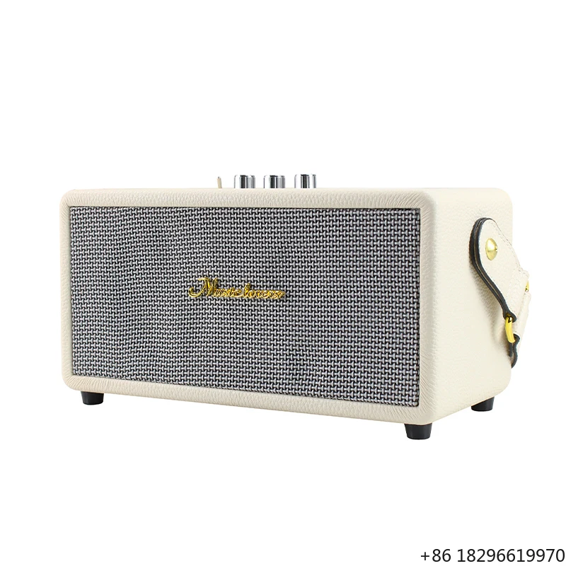 

Portable Retro Wireless Bluetooth Speaker PU Leather Shell Bass Treble Adjustment Home Party Outdoor Travel Audio
