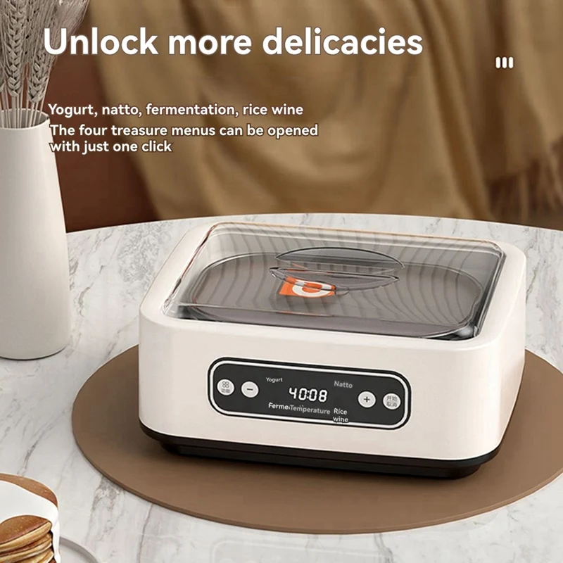 Yogurt Maker with Temperature Control,Automatic Yogurt Maker Machine 36 Hours Adjustable Time Incubator,1.6L EU Plug