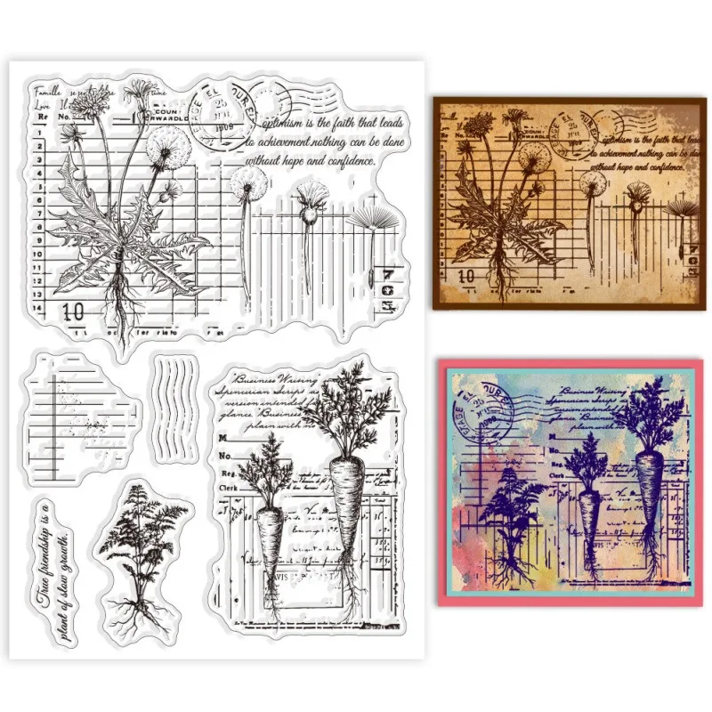 Plant Table Background Clear Stamps for Cards Making Schedule Text Background Silicone Clear Stamp Seals Transparent Stamps