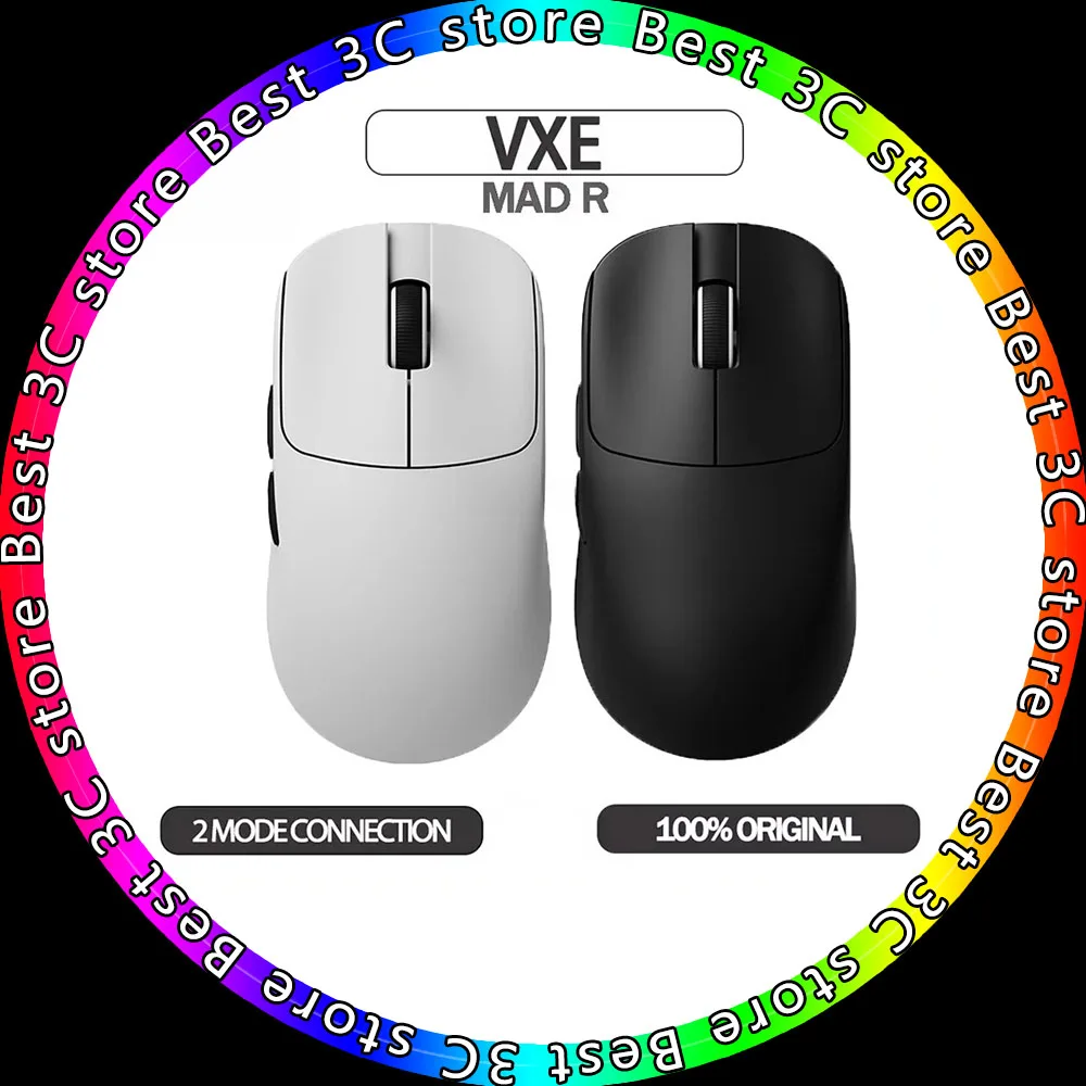 

Мышь Vxe Mad R Series, сверхлегкая беспроводная мышь, эргономичная игровая двухрежимная мышь для киберспорта Paw3395, офисные аксессуары