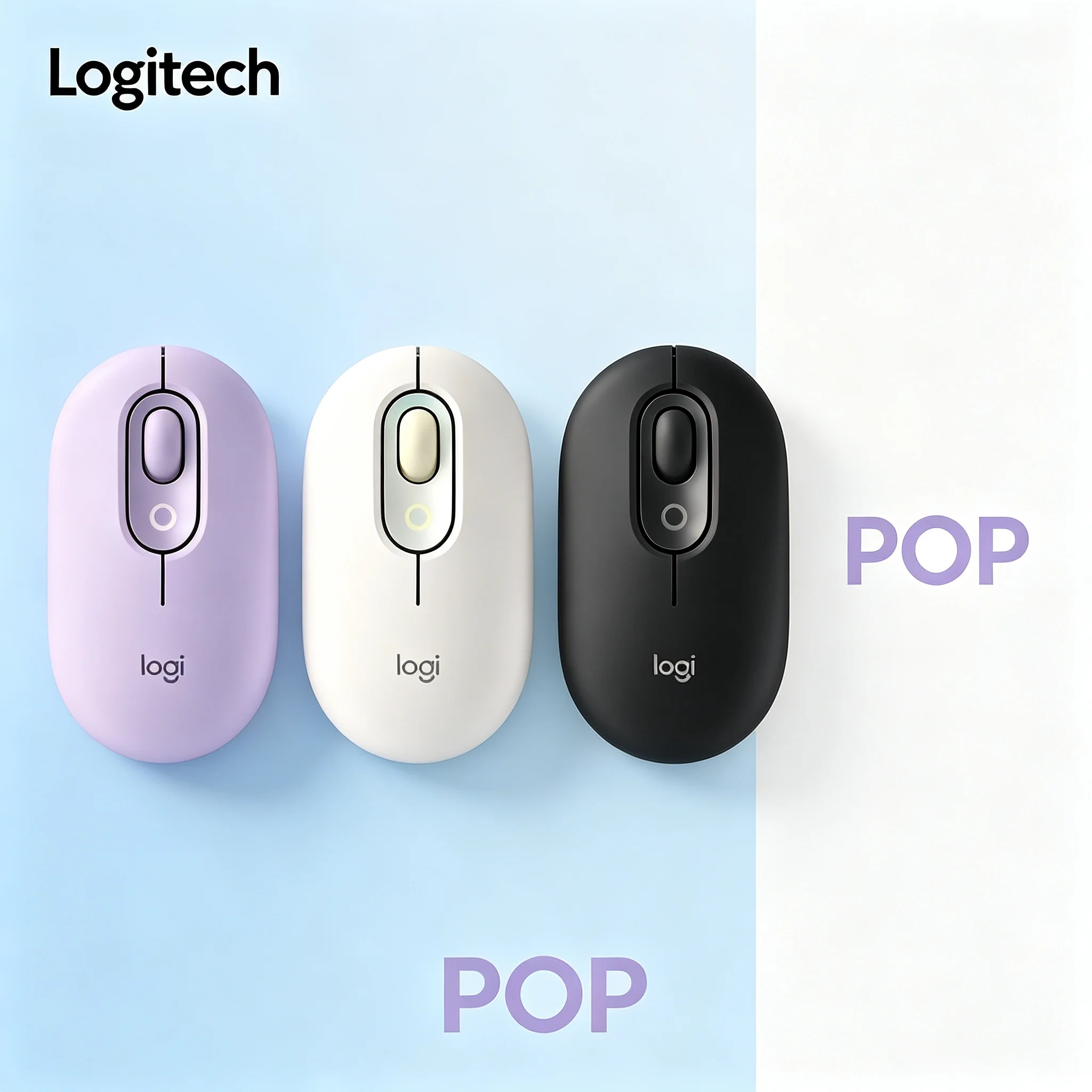 Logitech POP Multi-connection Wireless Bluetooth Silent Mouse Cute Color Mini Ergonomic Mice For PC Notebook Tablet