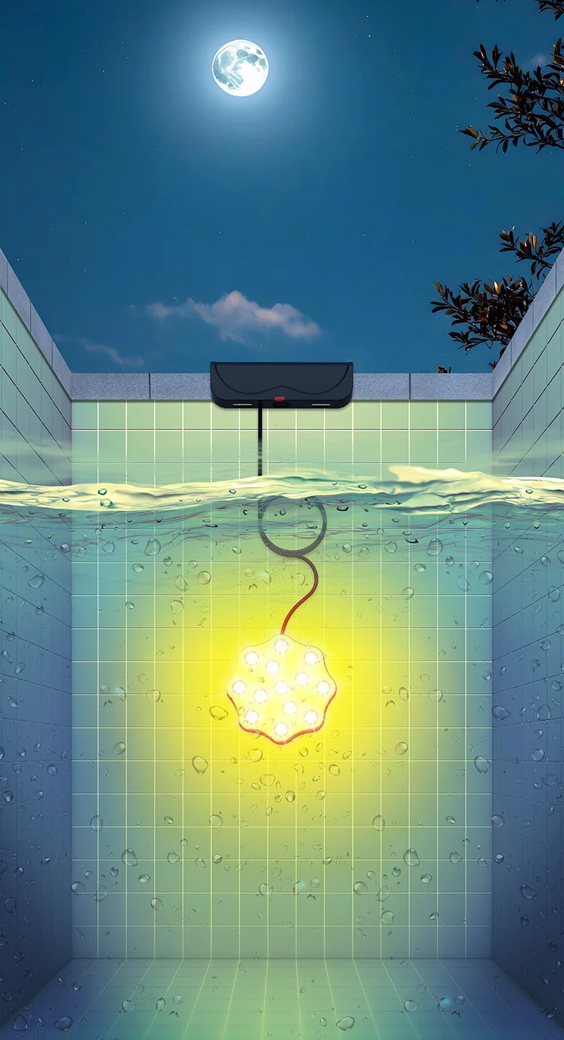 E2 Solar Powered Submersible LED Lights Solar Pool Lights With Remote IP67 Waterproof Swimming Pool Light For Frame Above Ground