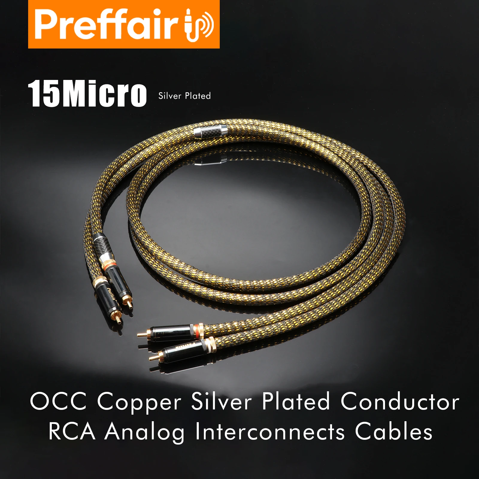 Preffair 6N OCC silver plated signal cable HiFi double Insulation RCA connector DAC amplifier CD Plyer audio cable