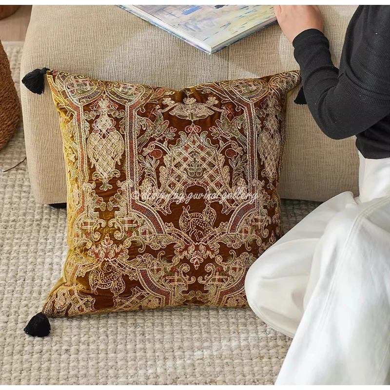 GUVINCI Turkish Antique Tapestry Embroidery Pillowcase Expertly Crafted Luxury Handmade Cushion Cover For Living Room Couch Sofa
