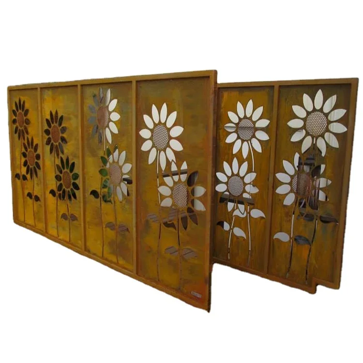 Freestanding Movable Corten Steel Partition Room Divider With Custom Design