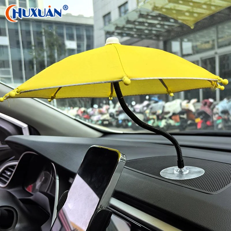 [Q]Bending Design Car Phone Sunshade Anti-glare W Adhesive Clip Phone Umbrella 360° Rotation Adjustable Non-slip Phone Bracket