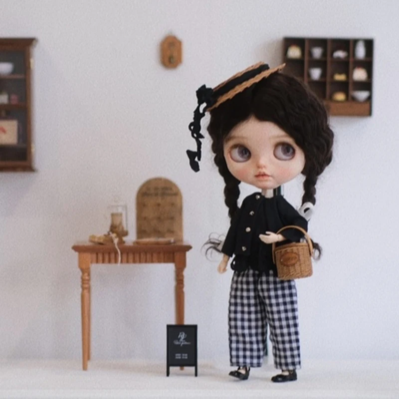 YESTARY Blythe Doll Clothes BJD Dolls Accessorie Clothes Top Pants Coat Fashion Plaid Dolls Clothe Blythe Doll Clothes Girl Gift