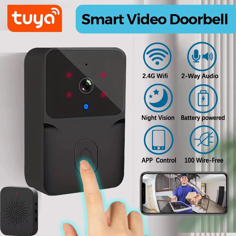 

Wi-Fi Home Smart для Tuya видео дверной звонок уличная двунаправленная HD камера для дверных глаз 1080P поддержка SD-карты облачное хранилище водонепроницаемый