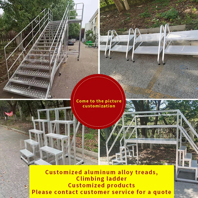 hot sale  4m Mobile Safety Step Work Platform Warehouse Ladder For Factory Pick Up Ladder Aluminum Warehouse Ladder