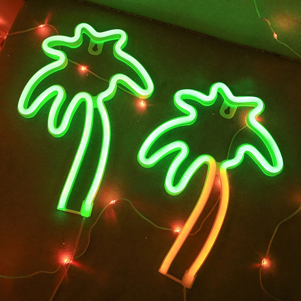 

Neon Decorative Lights Plastic Operated Table Lamp Indoor Stage Lighting Effect Palm Tree Shape USB LED Signs