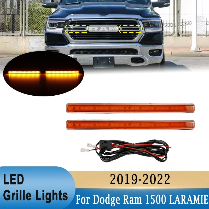 

LED Front Grille Light for Dodge Ram 1500 LARAMIE BIG HORN TRADESMAN 2019-2022 Amber Headlight DRL Car Modification Light