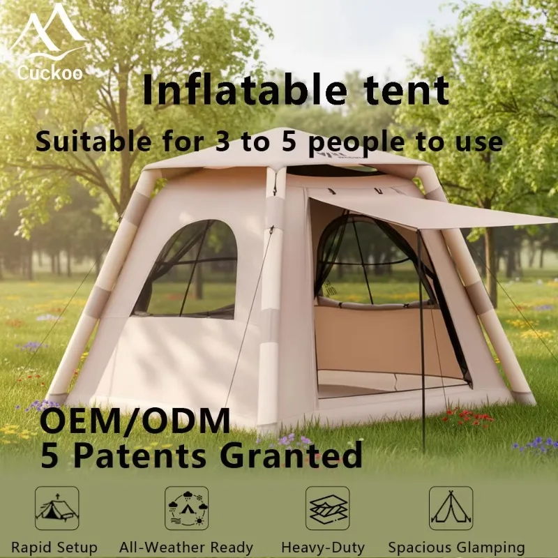 Ventilated UV-Resistant Home Inflatable Ridge Tent for Stable for Level 7 Wind, OEM Support