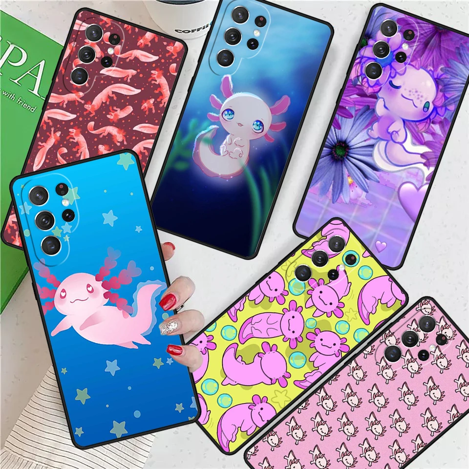 Cute Animal Axolotl For Samsung Galaxy S24 Ultra S21 S22 S8 S9 S10E Note 10 20 Plus FE S23 Phone case Cover Coque