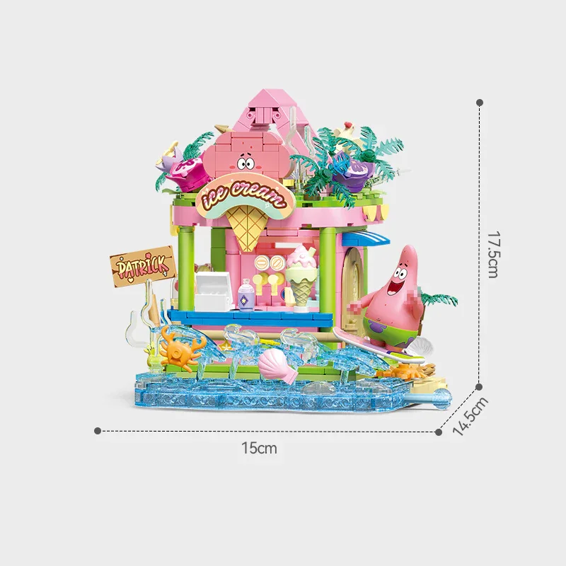 509 個スポンジボブシリーズビルディングブロックパトリックスターデザートハウスサーフショップシーンモデルキットデスクトップ装飾おもちゃギフト子供のための