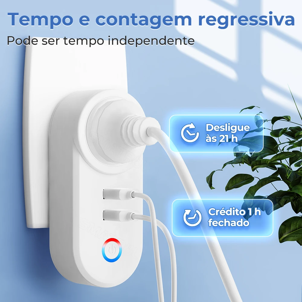 Tuya 16A Smart Plug Brazil Standard Wifi Smart Socket with 2 USB Ports Surge Protector Adapter Voice Work for Google Home Alexa