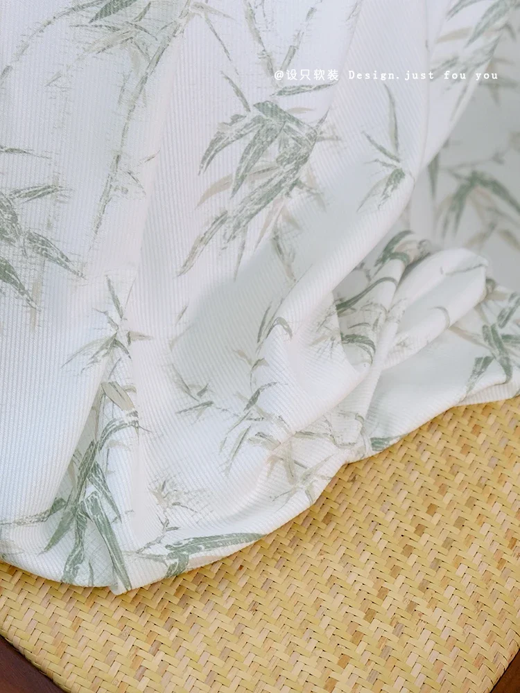 French Window Balcony Bay Window Study Bay New Chinese Bamboo Screen Printing Curtains For Living Room Bedroom  Window Screen