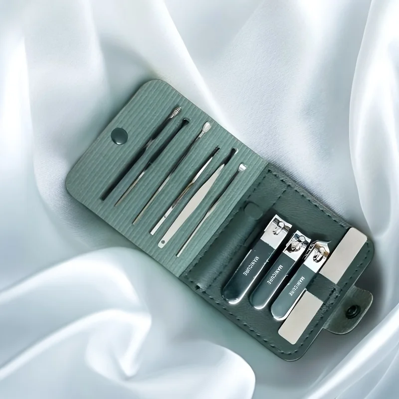 Juego de manicura y pedicura de lujo, cortaúñas a prueba de salpicaduras, tijeras para uñas de acero inoxidable, regalo de Navidad, 10 Uds.