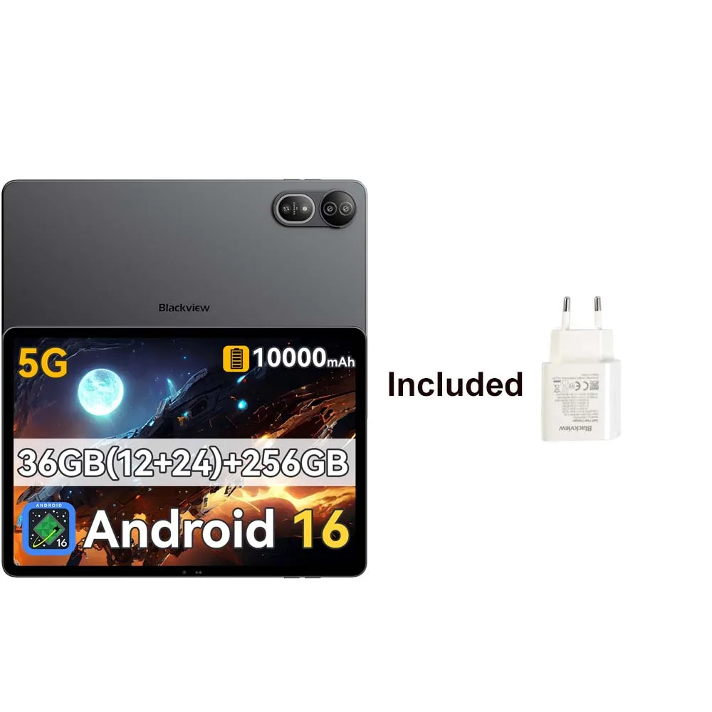 [Versand aus Polen] [Ohne EU-Ladegerät] Tablet Blackview MEGA 12, 12 GB + 256 GB, 12,2" 2.4K 120 Hz Display, 50 MP + 13 MP Kamera, 10000 mAh Akku, 5G