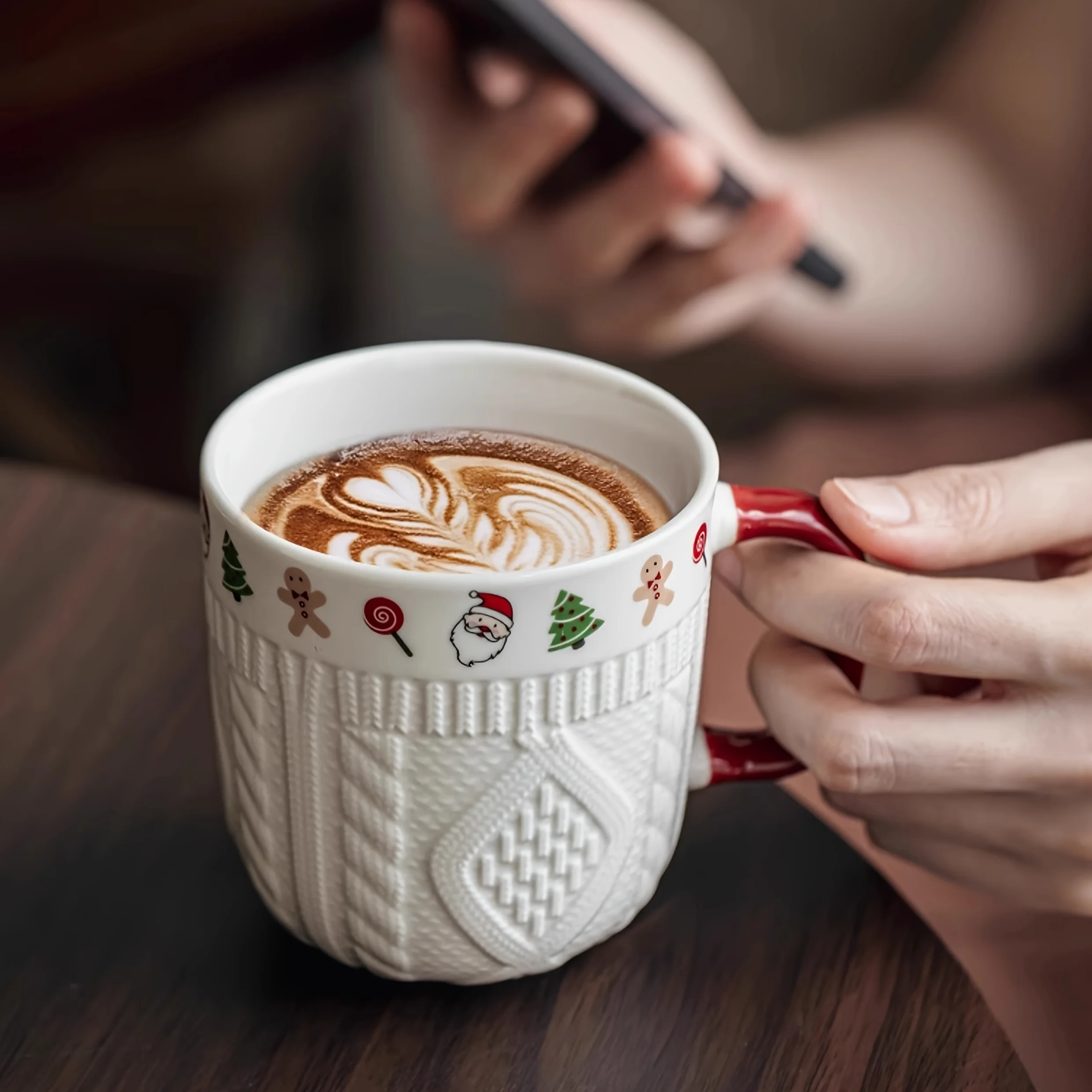 

Ceramic Mug with Relief Design Cute Gift for Best Friend Couple Coffee Cup
