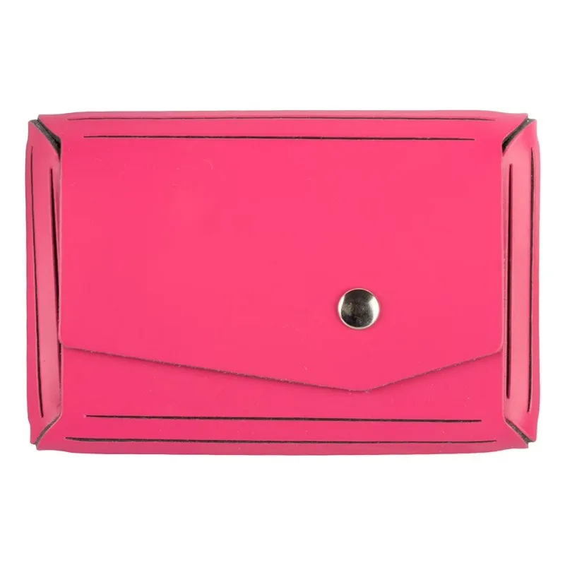 Leather Snap Business Card Case, 1/Pack, Fuchsia Pink, Angular Flap