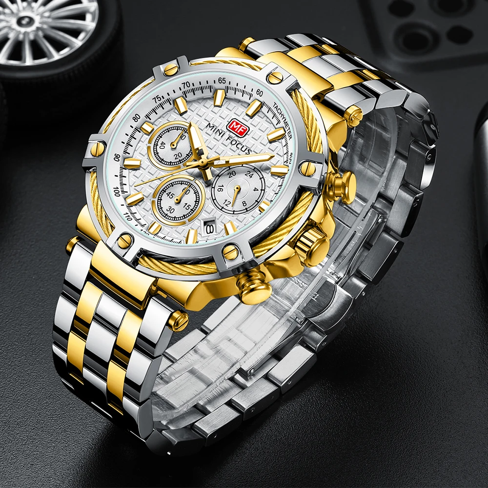 ساعة رجالية MINI FOCUS – ساعة كوارتز عملية ورسمية، حزام من الفولاذ المقاوم للصدأ، مقاومة للماء ومضيئة #4