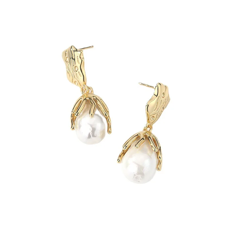 kshmir Europe and the United States shaped lava pearl stud 2022 vintage women's earrings jewelry accessories gift