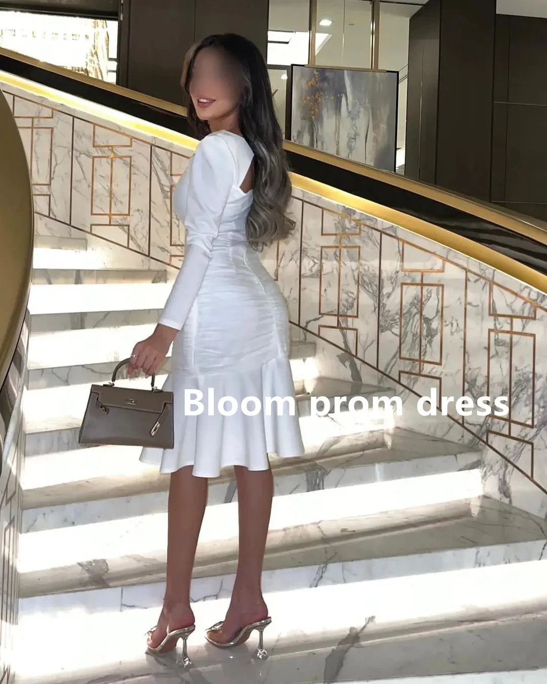 Bloom-Robe de Rhpersonnalisée pour femme, longueur genou, manches longues, glands à volants, robe formelle, robes de soirée élégantes, 2024, 2024