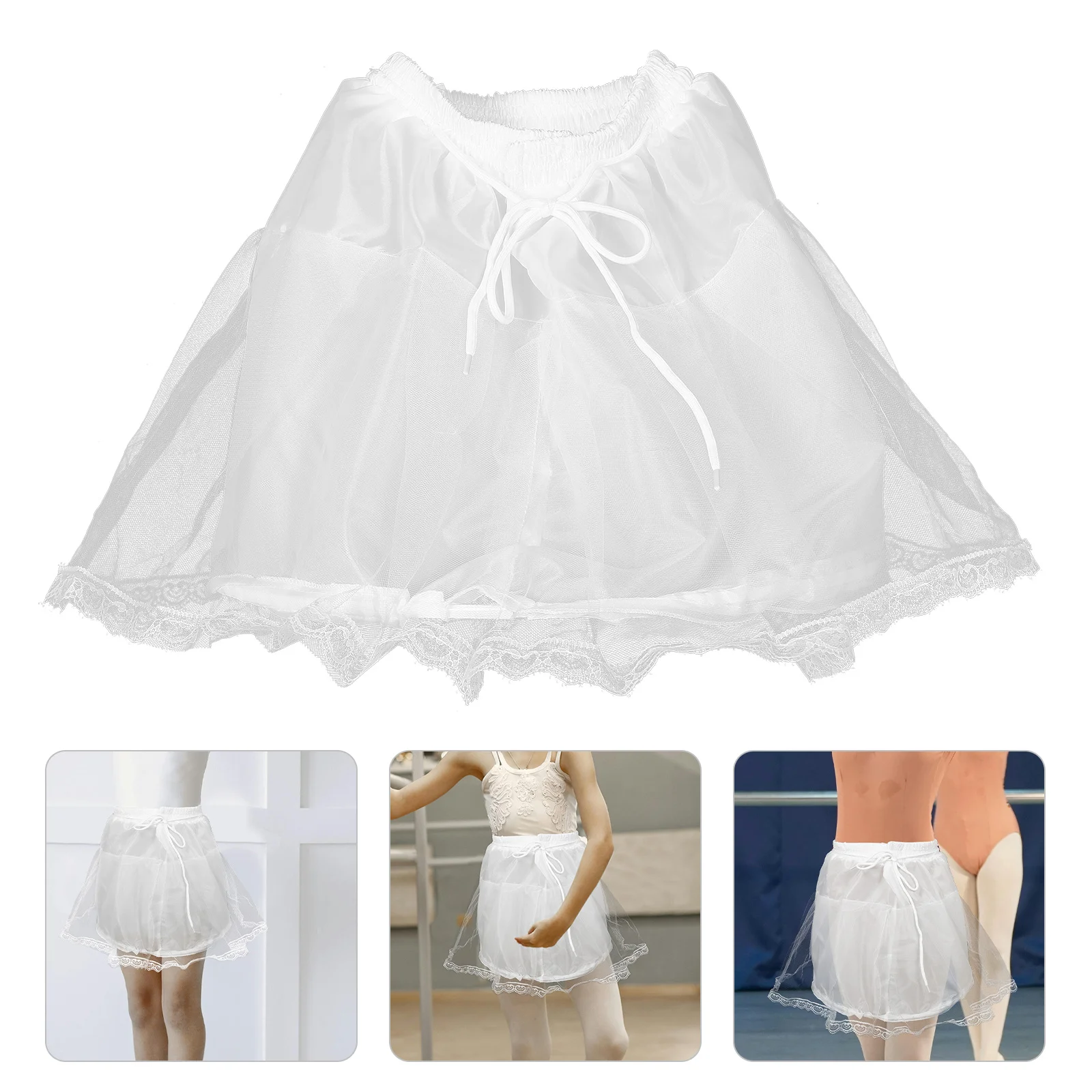 

Hoopless Elastic Waist Petticoat Underskirt for Girls Flower Girl Dress Wedding Party Tutu Skirt