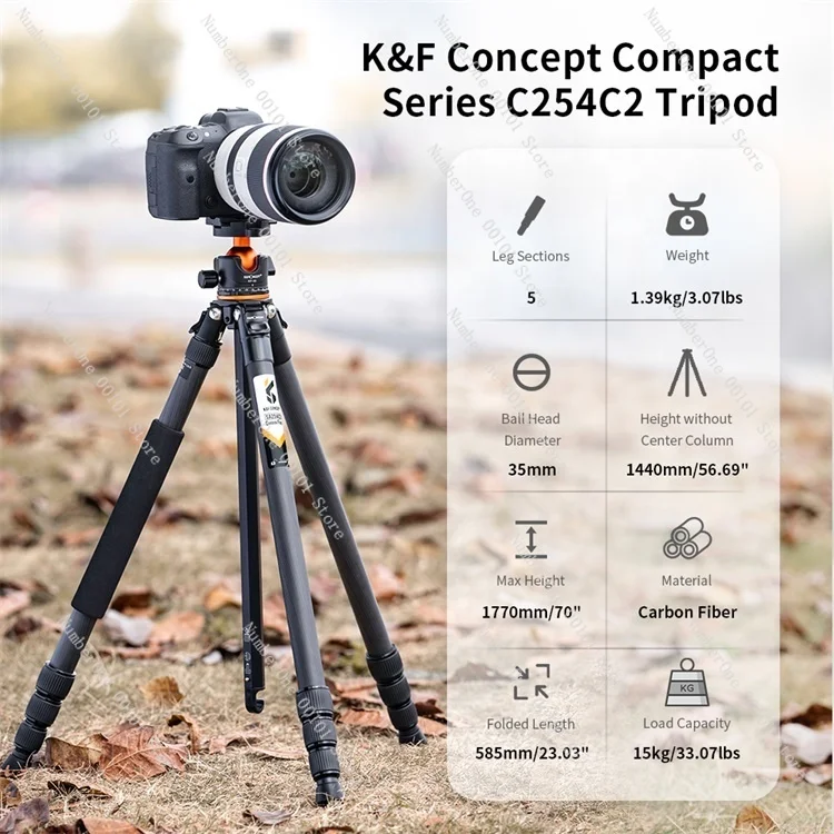 A254C4+BH-35L KF09.098 K&F Concept professional studio camera tripod support camera video tripod stand  for photography video