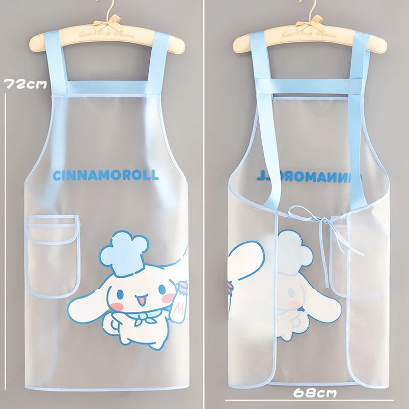 Sanrio Kawaii Cinnamoroll Apron MyMelody Anime Cartoon Home Kitchen Cute TPU Waterproof and Oil Proof Creative Transparent Apron