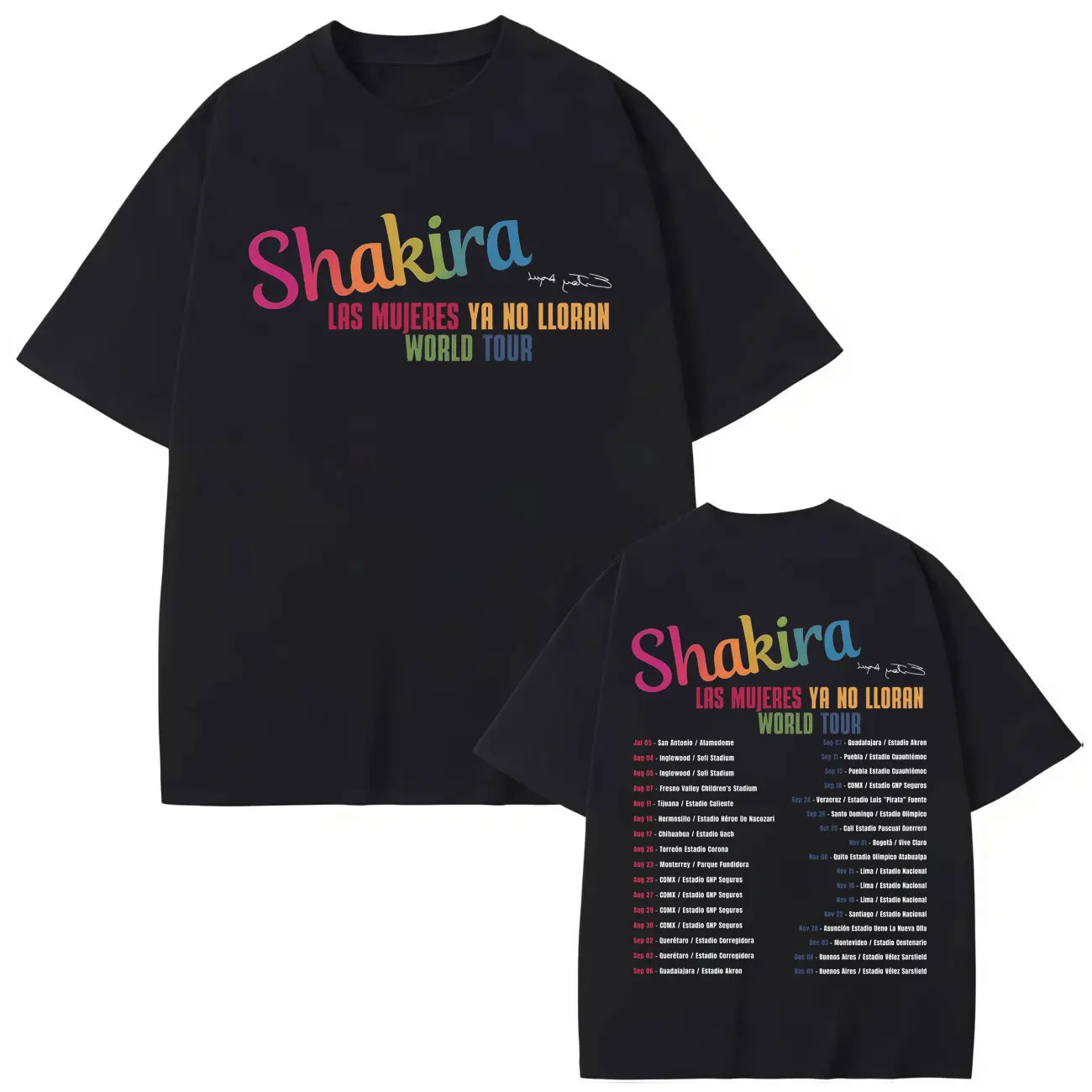 

Shakira Las Mujeres Ya No Lloran World Tour 2025 T-shirts Harajuku Pop Music T-shirt Men Women Casual Fashion Oversized T Shirt