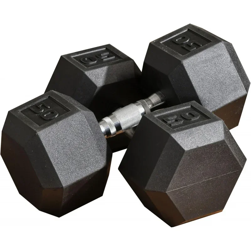 2x12/2x15/2x40/2x45/2x50lbs Hex Dumbbell Set of 2, Rubber Weights Exercise Fitness Dumbbell with Non-Slip Handles, Anti-roll, fo