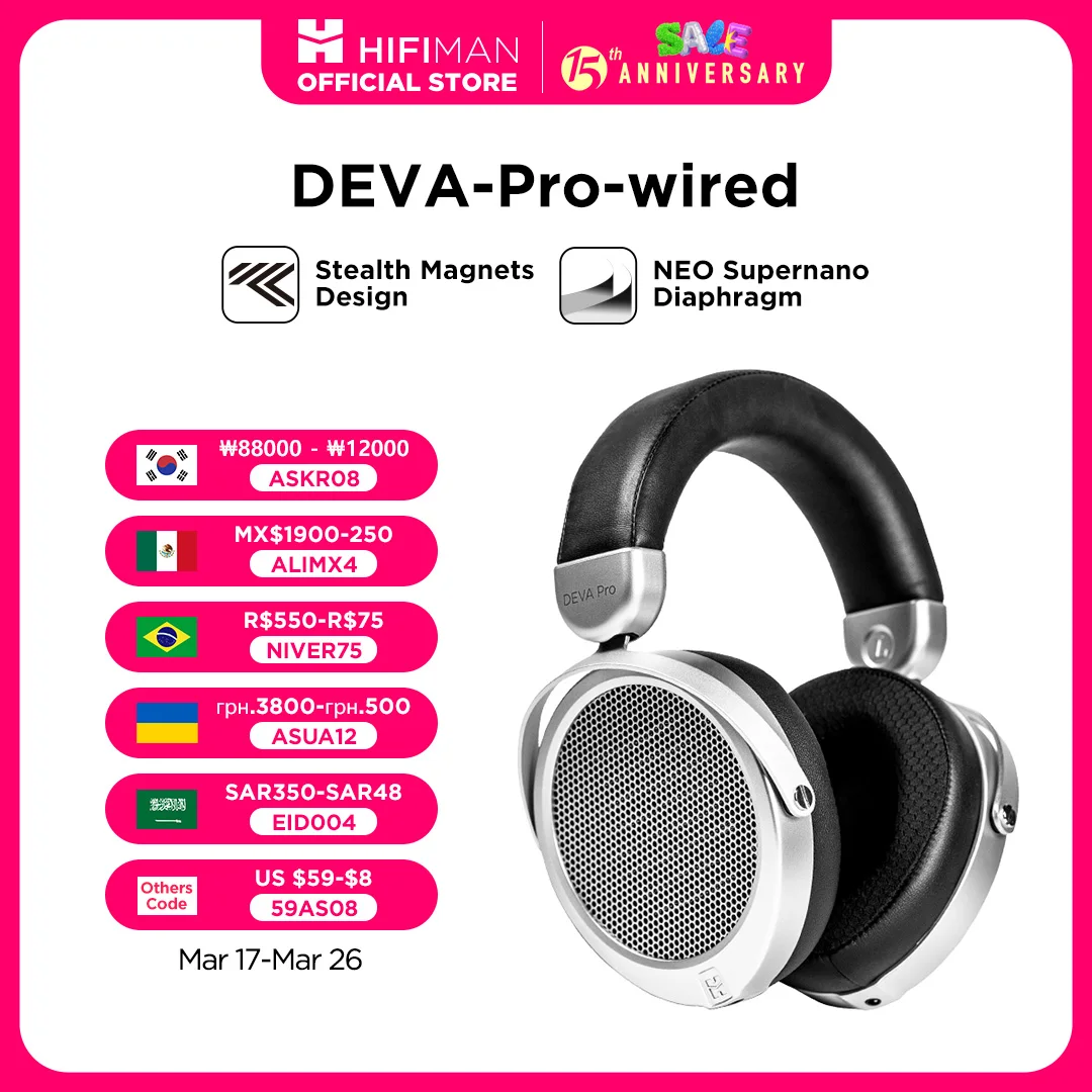 HIFIMAN Deva-Pro Over-Ear Open-Back Planar Magnetic Headphone with Stealth Magnets-Wired Version