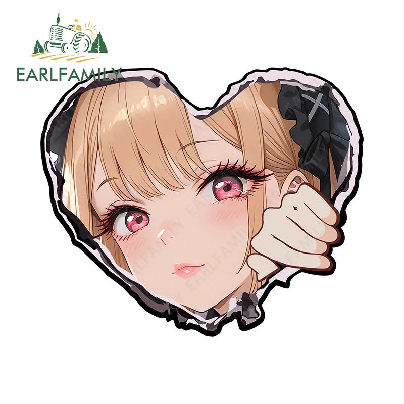 

EARLFAMILY Kitagawa Marin Cute Face Car Stickers Love Shape Crack Anime Windows DIY Decals Cute Loli Scratch-Proof Car Styling