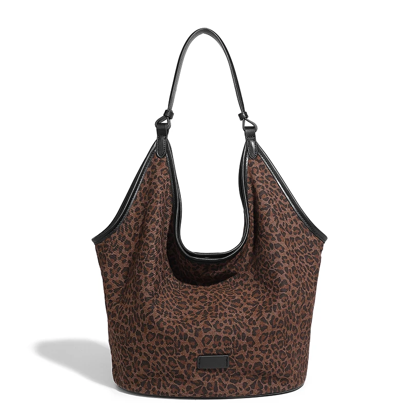 JIOMAY-Vintage Large Leopard Tote Bags Women's Fashion Y2k Shoulder Bag High Quality Aesthetic Large Capacity New Handbags