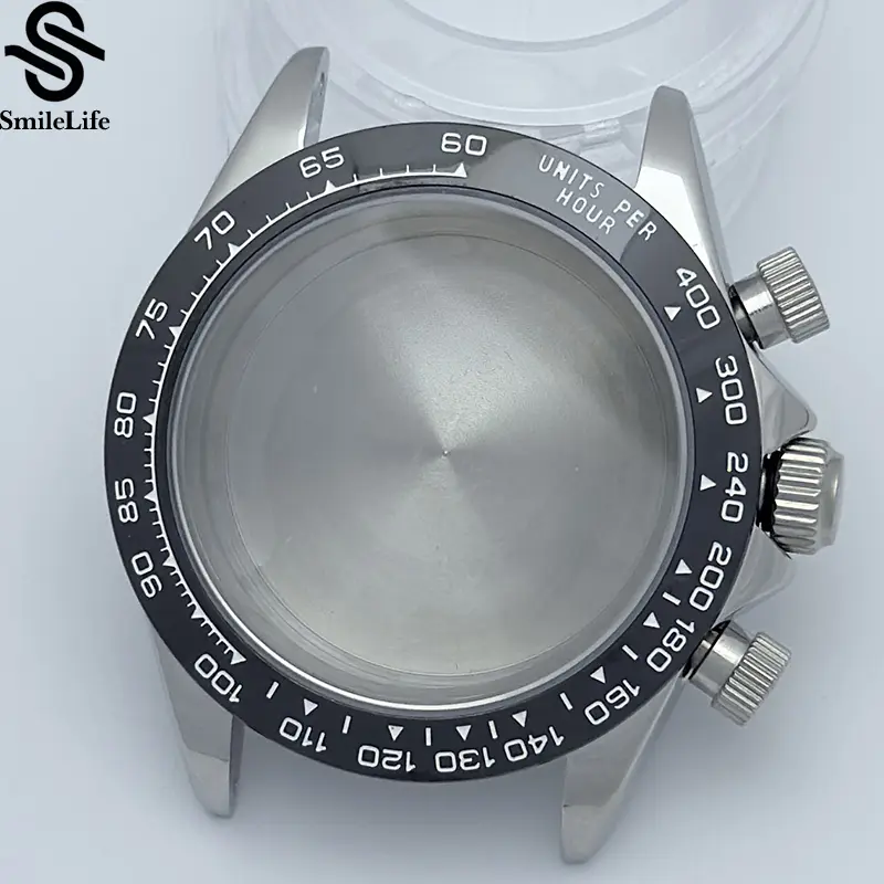 SmileLife 39mm VK63 Silver/Black/Gold Watch Case Sapphire Glass Ceramic/Steel Bezel Fit VK63 Quartz Movement Watch Accessories - Image 20