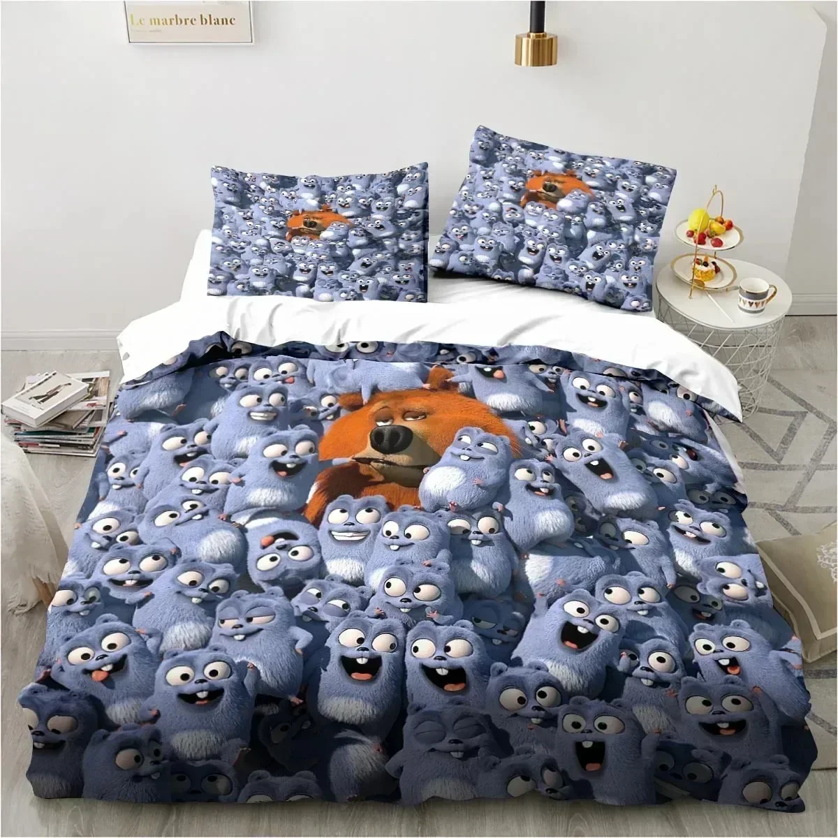 

Grizzy and The Lemmings Bedding Set Duvet Cover Sheet Printed Bed Set Pillowcase Bed Full Queen King Size For Comforter Bedroom