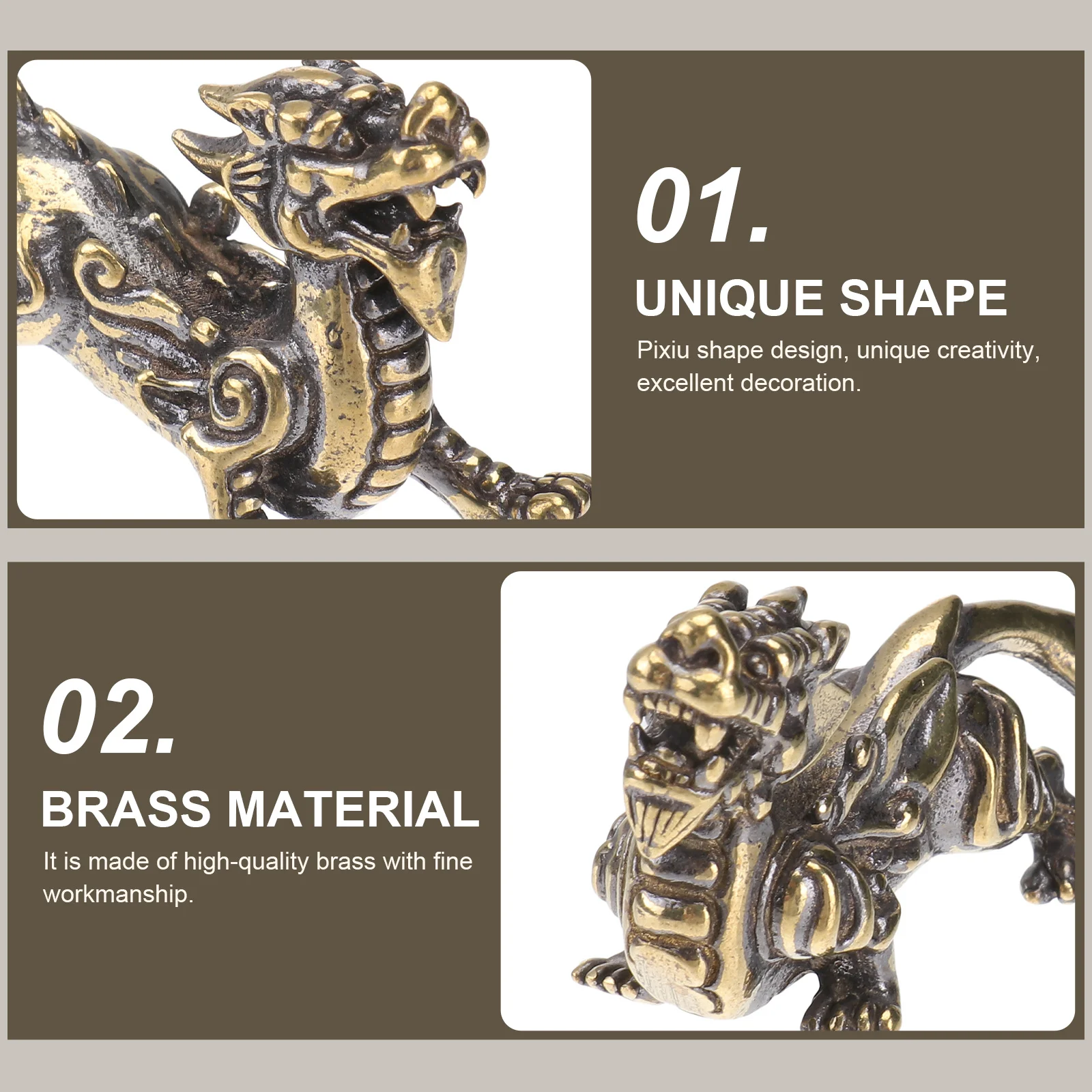 

2Pcs Brass Kylin Ornament Desktop Decor Home Office Decoration Metal Craft Gift for Family Friends Tabletop Adornment