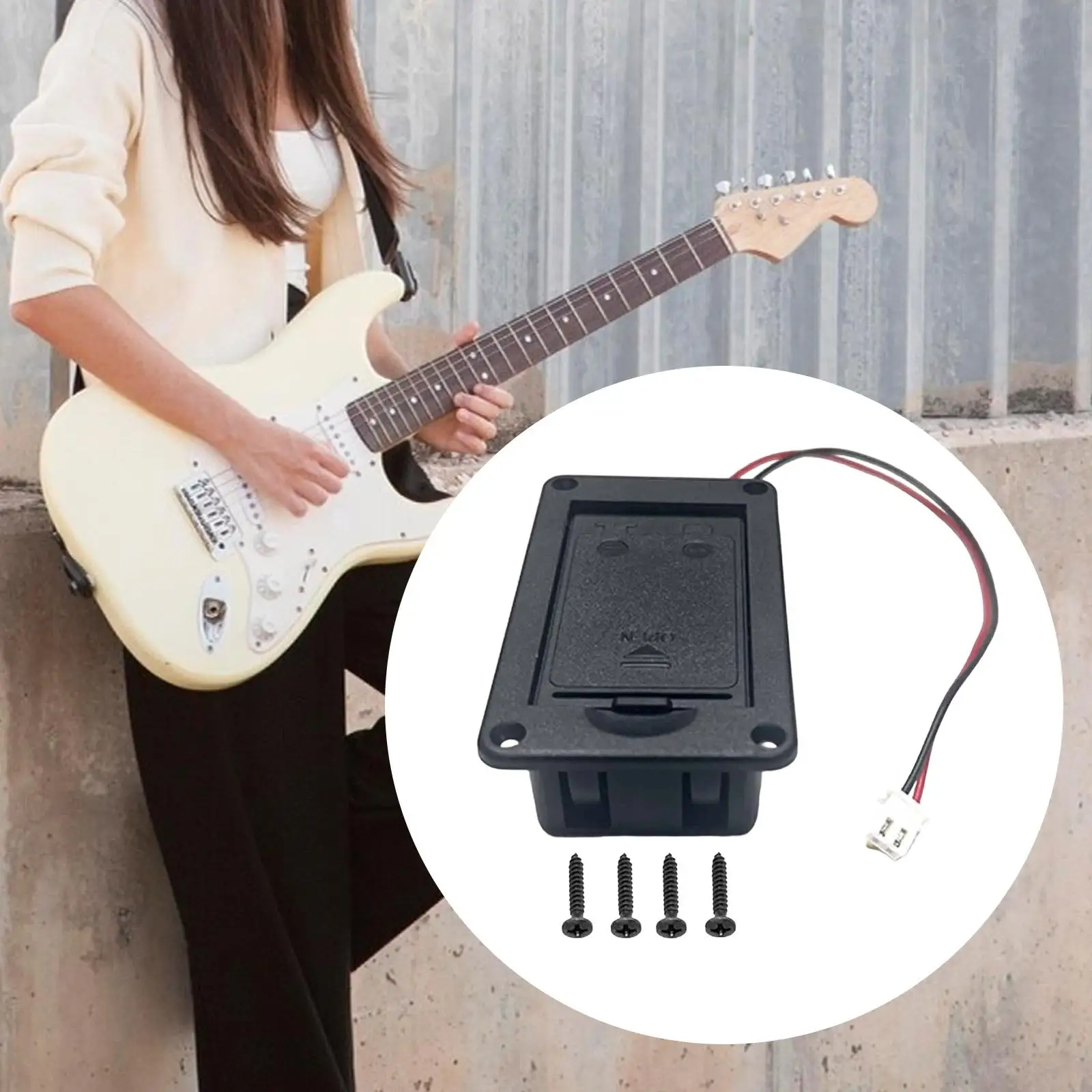 Active Guitar Bass Pickup 9V Battery Box Case,Compartment Repair Attachment Replacement Battery Holder,Electric Guitar Part
