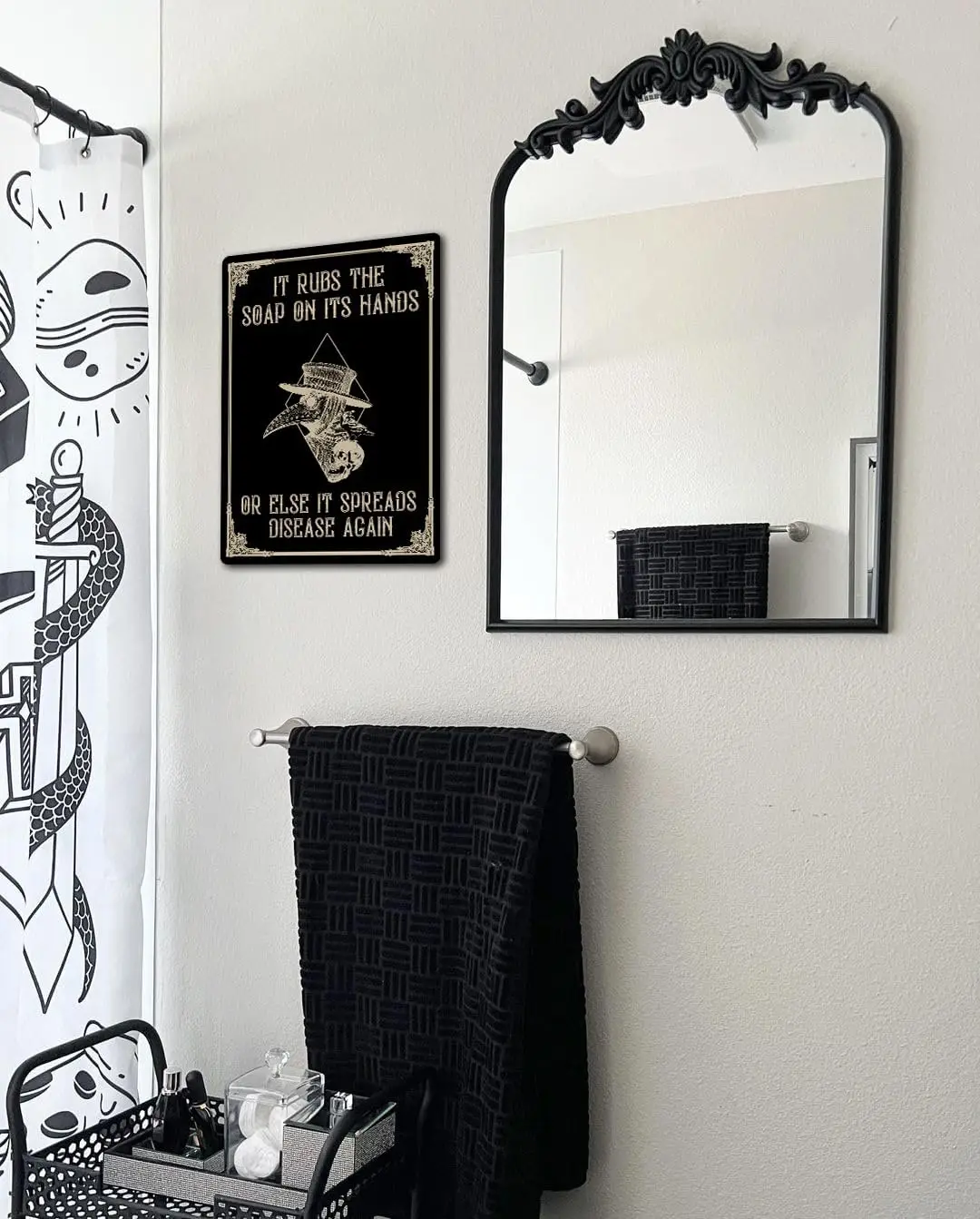 1pc Flinelife Plague Doctor Wash Your Hands Mtal Tin Sign  , 8 X 12, Gothic Bathroom Decor,A Great Goth Touch For Kitchen