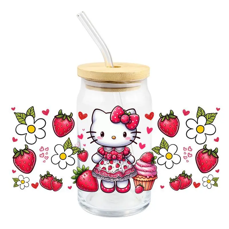 

Hello Kitty cat red UVDTF crystal transparent sticker cute cartoon waterproof and scratch-resistant.