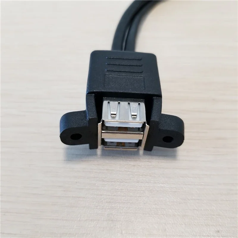 듀얼 USB 2.0 A 타입 암-스플리터 수 어댑터, 데이터 익스텐션 케이블, 나사 포함, 섀시 배프에 고정 가능, 25cm