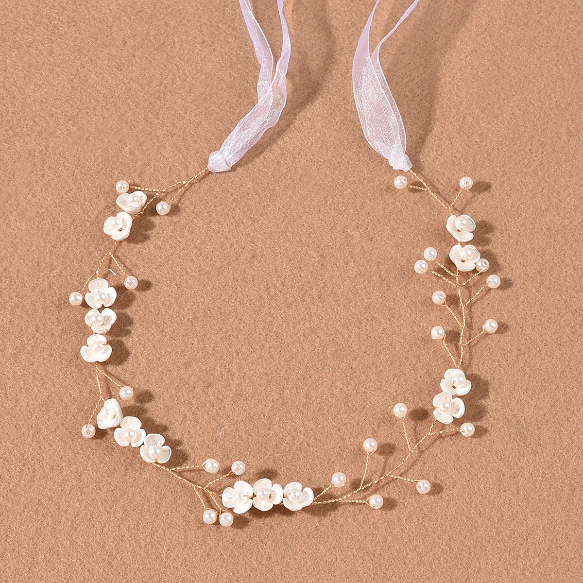 Handgemachte Perlenblumen Stirnbänder mit Band Mode Hochzeit Haarschmuck für Frauen Braut Haarbänder