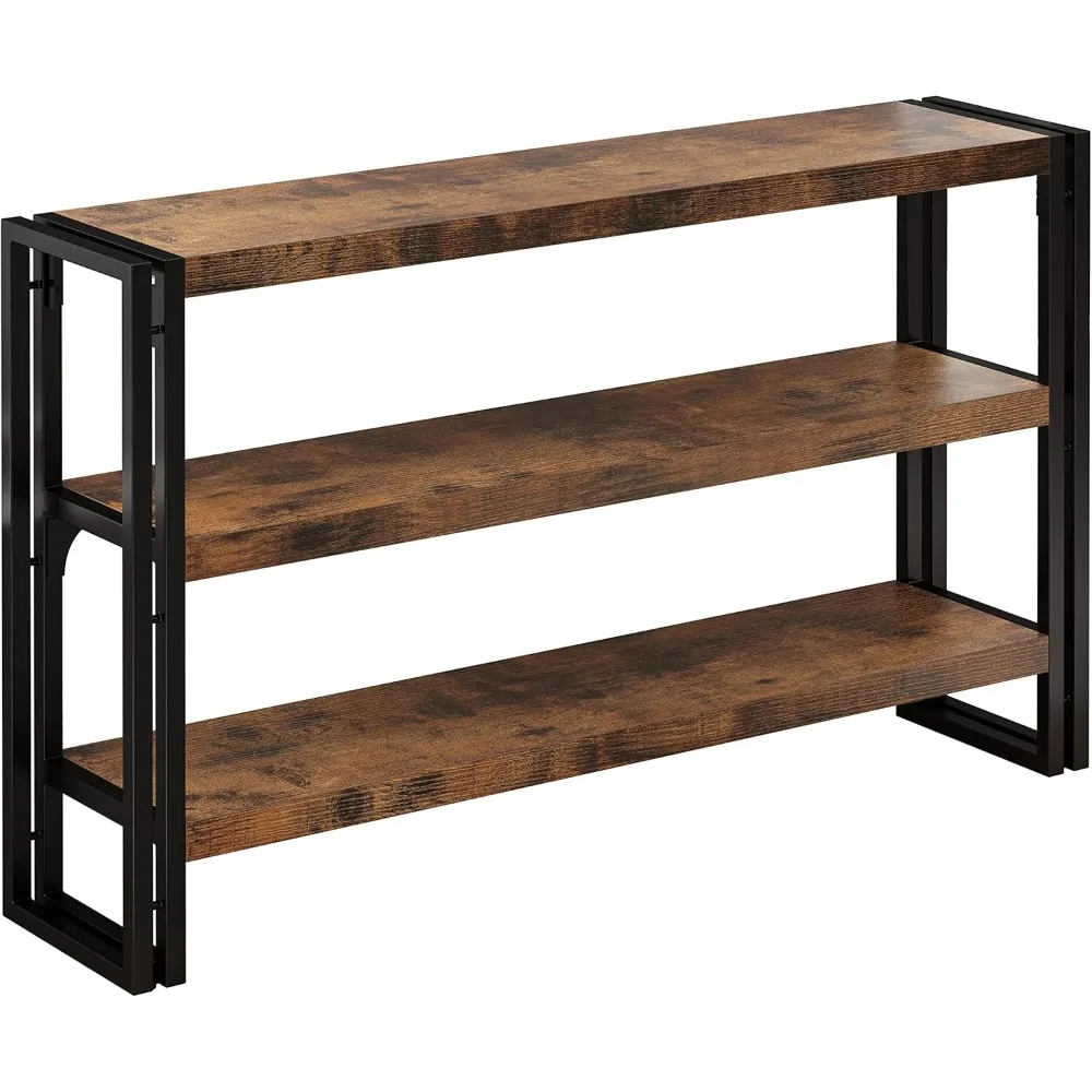 

Bookshelf Industrial 3 Shelf Bookcase,50.8 inch Wood Storage Shelf with Metal Frame for Living Room, Vintage Brown