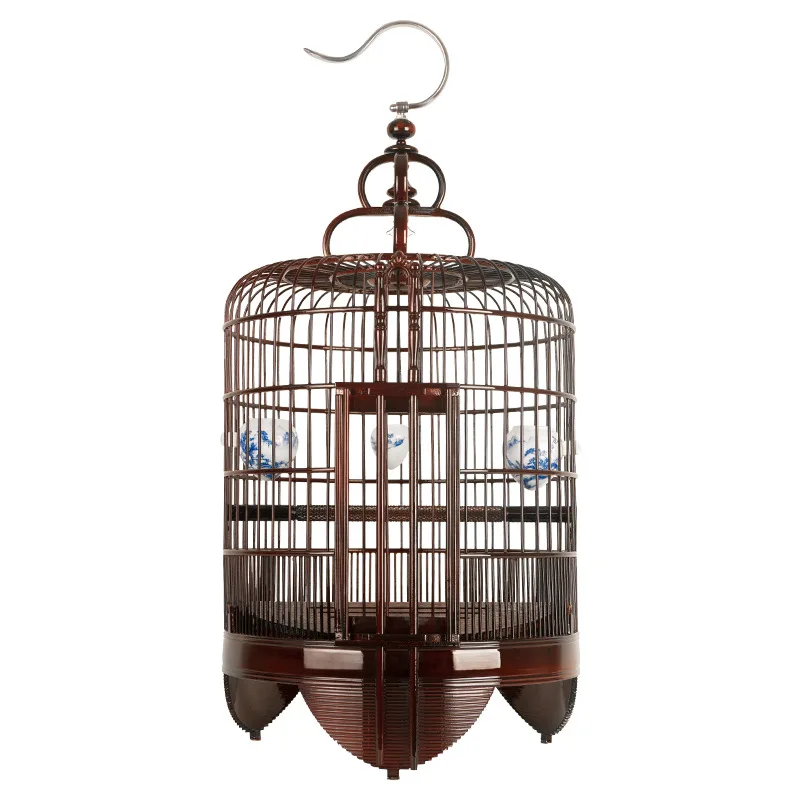 

Cantonese-style lacquered bird cage, retro purple red wood color Sixi starling bird cage
