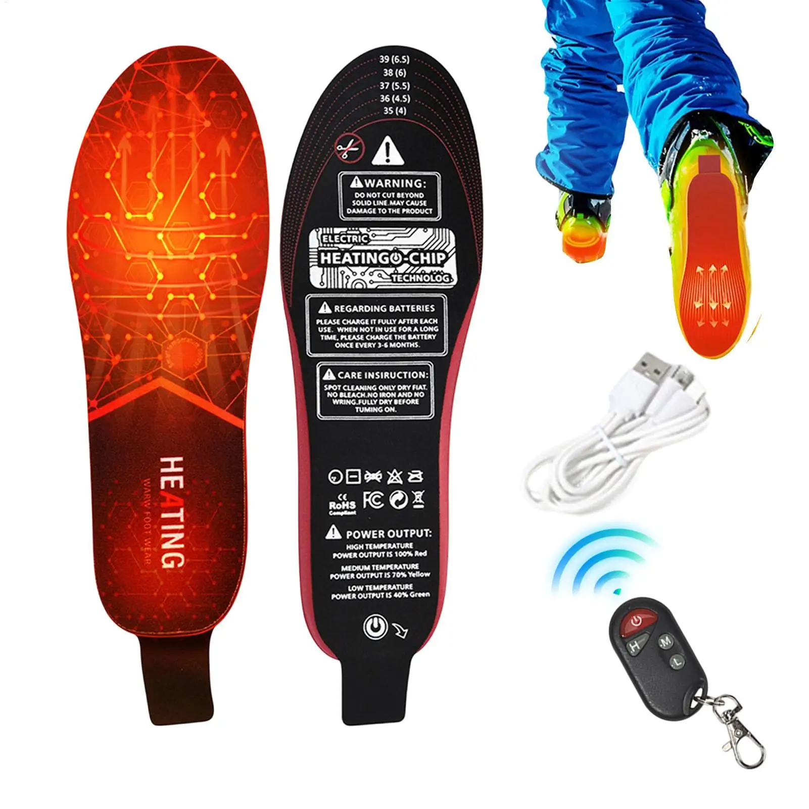 

Heated Insoles Rechargeable Electric Thermal Warmer Insoles Smart Warm Shoe Inserts For Winter Camping Hiking Outdoor Commuting