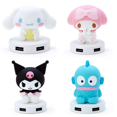 

Sanrio Popular Character Usb Extender 2.0 Station 4 Ports Mymelody Kuromi Cinnamoroll Hangyodon Figures Model Toys for Friends