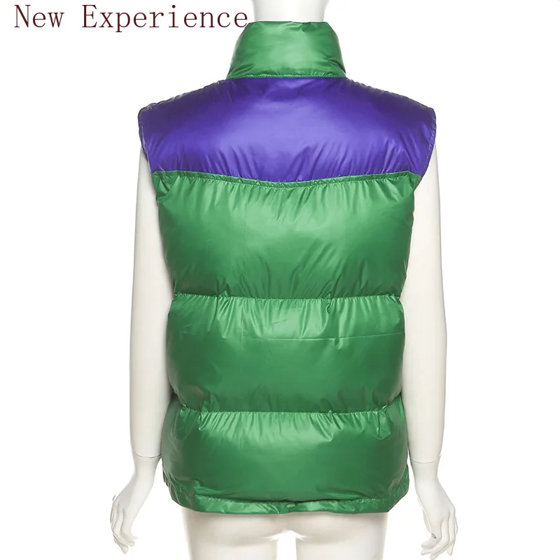 Autumn and Winter 2024 New Women's Stand-up Collar Sleeveless Cotton Vest Fashion Design Zipper Slim Cotton Padded Jacket