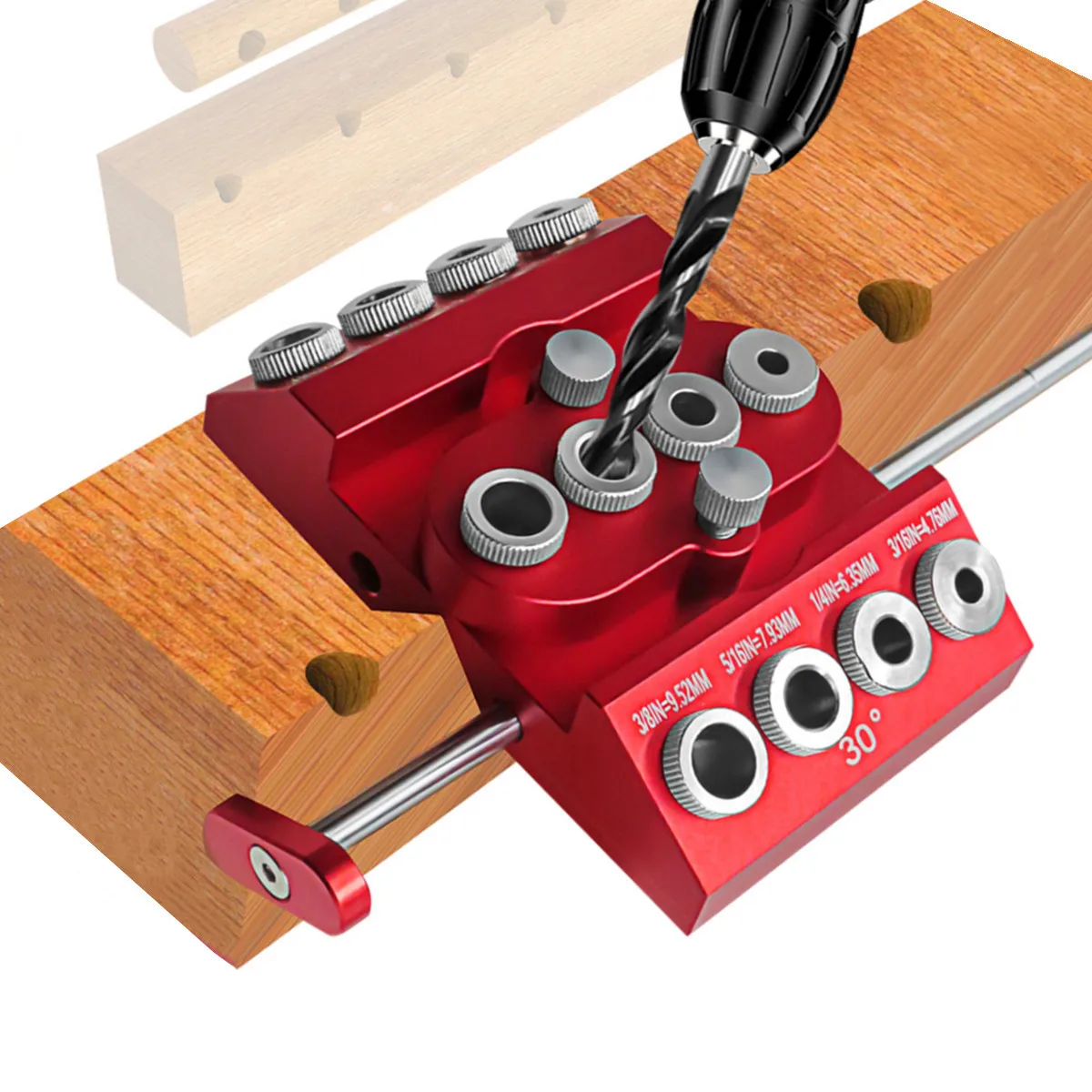 

30/45/90 hole puncher with extended positioning multi-angle woodworking hole locator English.